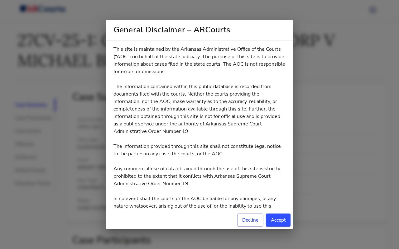 Grant County civil court docket interface and filing columns