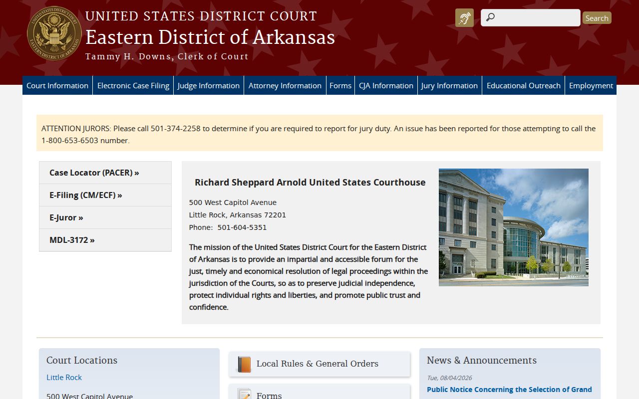 Grant County federal court case records Eastern District site