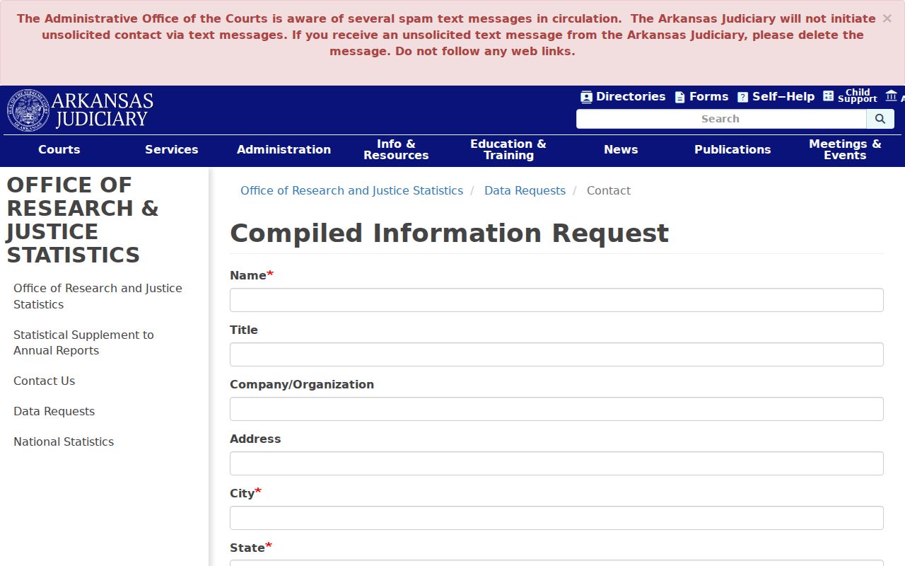 Grant County court case records compiled data request form