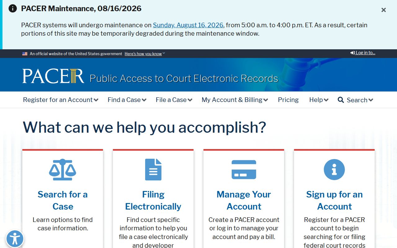 Grant County federal court case records PACER portal