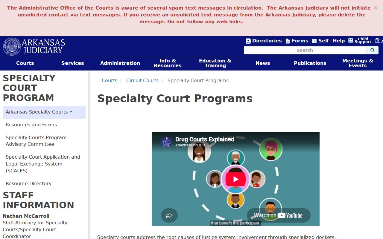Grant County criminal court docket context from Arkansas specialty court programs